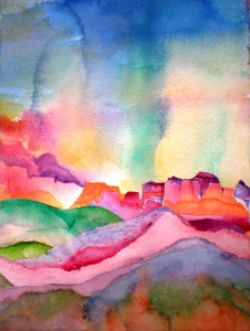 Desert Rain - Watercolor Collage